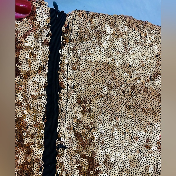 EUC Disney Minnie Mouse Bow fully sequin gold red dress - Picture 6 of 11